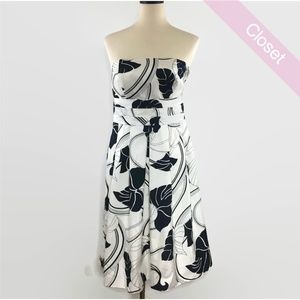 Ann Taylor Blue/White Tropical Print Silk Dress